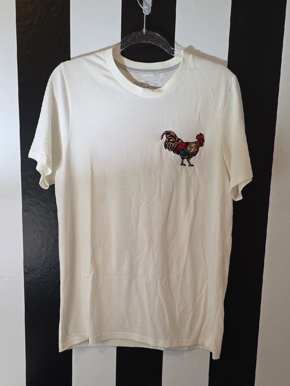 Cream Short-Sleeve Tee with Rooster Patch